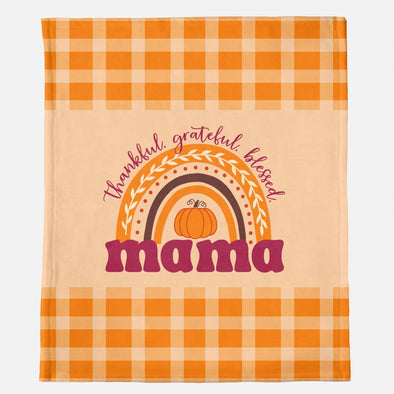 Thankful Grateful Blessed Mama Minky Blanket - 50" x 60"