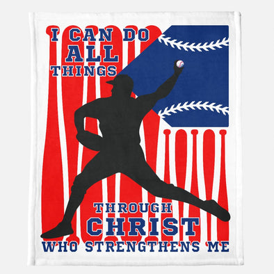 I can do all things Baseball - Minky Blanket - 50" x 60"