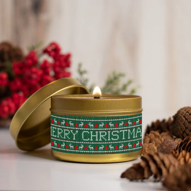 Merry Christmas Ugly Sweater Candle Tin